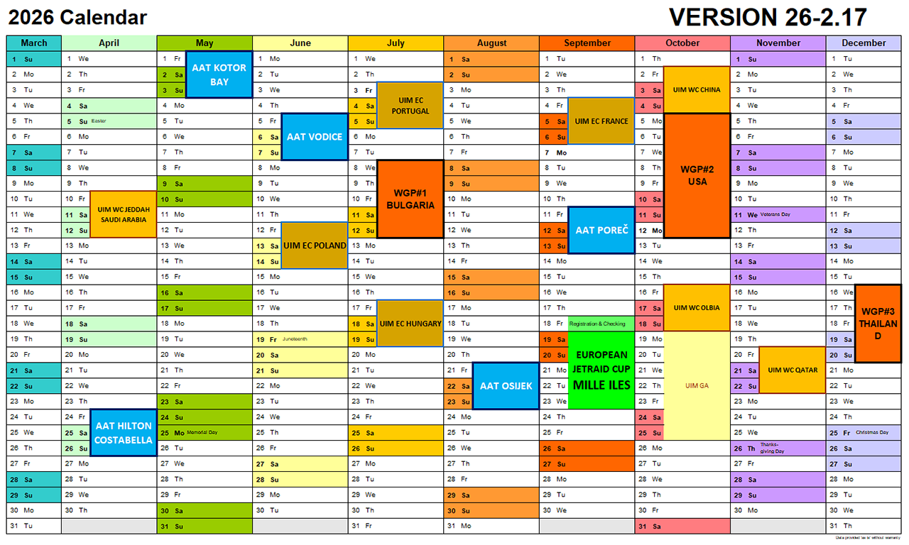 Aquabike Race Calendar 2026